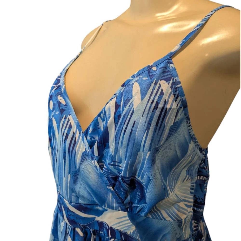 Hawaiianize Blue Tropical Print Cotton Maxi Dress Women's Large NWT
